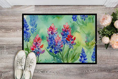 Texas Bluebonnets Watercolor Doormat, Approx. 18 x 27 in