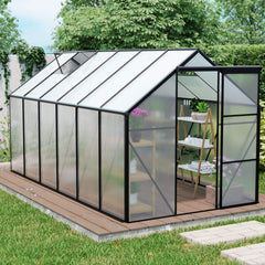 [06X12FT] Alora Heavy-Duty Black Polycarbonate Greenhouse With Raised Base And Anchor (SAK92451)