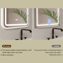 Two mirrors with power buttons on a beige background, featuring the brand 'Efurden'.