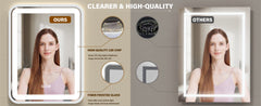 Comparison of a clear display with 'Ours' and 'Others' on a beige background.