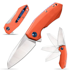 Eafengrow 0456 Tactical Folding Knife G10 Handle D2 Blade Bearing Flipper Hunting Knife Pocket Camping Survival Outdoor Knife (Orange)