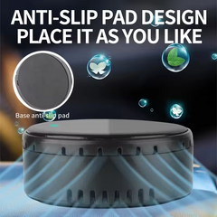 Anti-slip pad design with text and product on a dark background