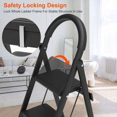 3-Step Foldable Ladder – Wide Anti-Slip Pedal, Safety Lock, 330 lb Capacity