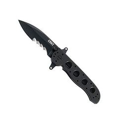 CRKT M21-12SFG EDC Folding Pocket Knife: Special Forces Everyday Carry Drop Point Blade with Veff Serrations Liner Lock Black Corrosion Resistant Blade Reversible Pocket Clip