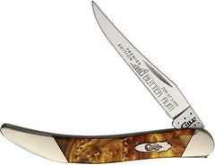 A Cactus Jack Butter Rum folding pocket knife with a silver stainless steel blade and a tortoiseshell handle showing brown and amber tones, set against a plain white background.