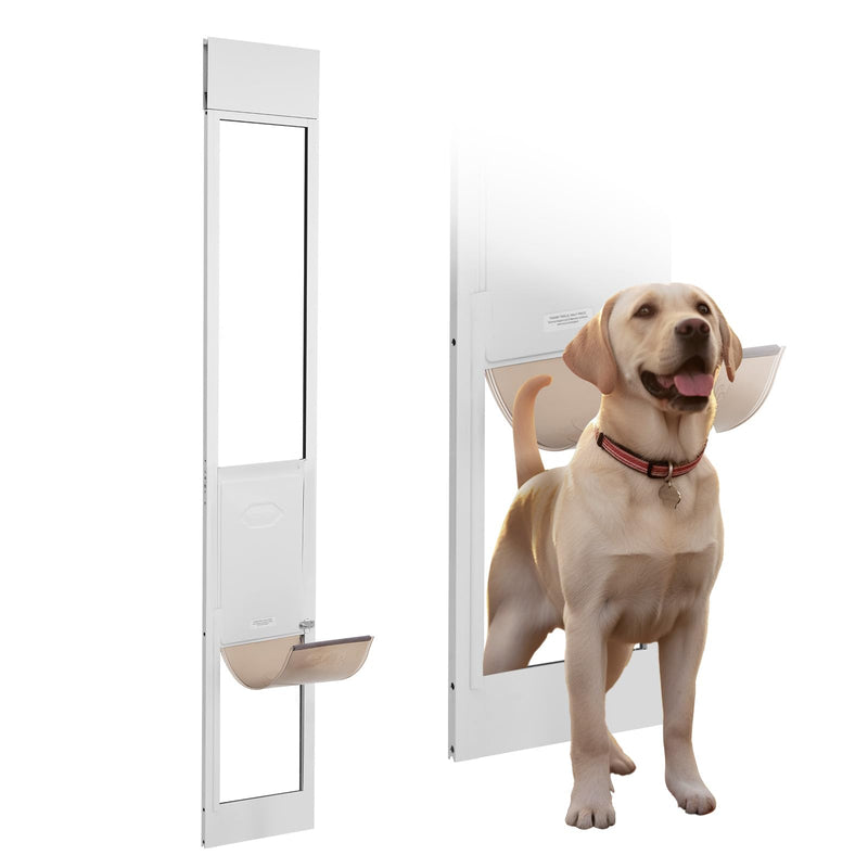 VEVOR Dog Door for Sliding Glass Door – Adjustable Aluminum Frame with Tempered Glass & Lock