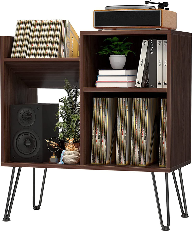 YAHARBO 3-Tier Record Player Stand, Black, Holds 120 Records