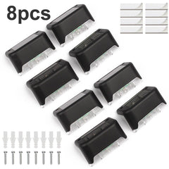 8 Pack New Solar Deck Lights Outdoor Waterproof LED Steps Lamps For