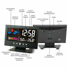 Digital clock with labeled components on a white background