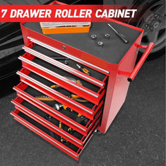 Rolling Tool Chest With 7-Drawer Tool Box With Wheels Multifunctional Tool Cart Mechanic Tool Storage Cabinet For Garage, Warehouse, Workshop, Repair Shop