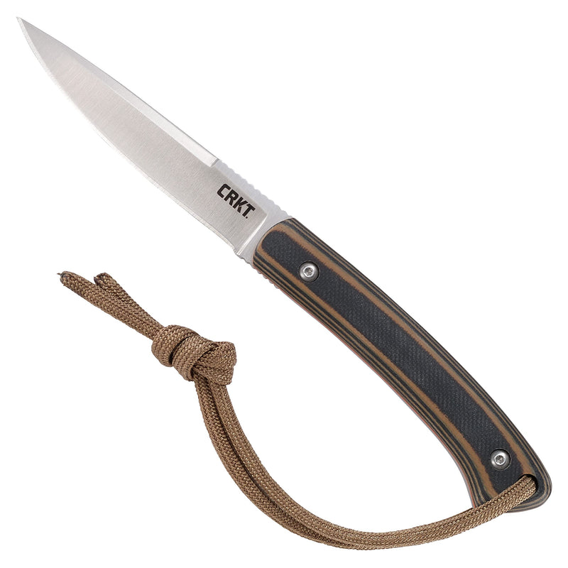 CRKT Biwa Fixed Blade Knife with Sheath: Lightweight Hunting Knife Drop Point Blade with Friction Grooves G10 Handle Nylon Sheath with Multiple Carry Options 2382