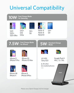 Anker 313 Wireless Charger Stand, 10W Fast Charging, Qi Compatible