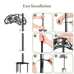 Garden Hose Holder, Heavy Duty Metal Freestanding Hose Stand - Black