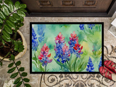 Texas Bluebonnets Watercolor Doormat, Approx. 18 x 27 in