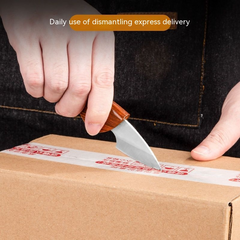 Compact Stainless Steel Folding Knife, Wood Grain Handle