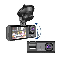 Car dashboard camera with 108-degree rotatable design on a white background