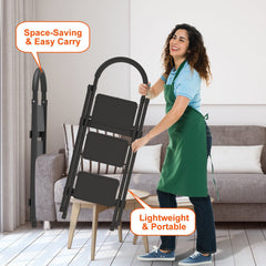 3-Step Foldable Ladder – Wide Anti-Slip Pedal, Safety Lock, 330 lb Capacity