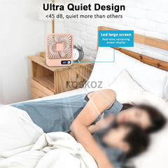 Desk Fan, Portable USB Rechargeable Fan, 180° Tilt Folding Personal Fan With Power Display, 5 Speeds Ultra Quiet Table Fan