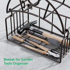 Wall Mount Garden Hose Holder with Tool Organizer Bracket Sturdy Water