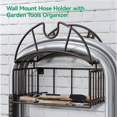 Wall Mount Garden Hose Holder with Tool Organizer Bracket Sturdy Water