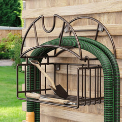 Wall Mount Garden Hose Holder with Tool Organizer Bracket Sturdy Water