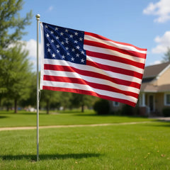 20ft Telescopic Flag Pole Kit Heavy Duty Aluminum With 5x3 Us Flag Golden Ball Topper Pennant Style