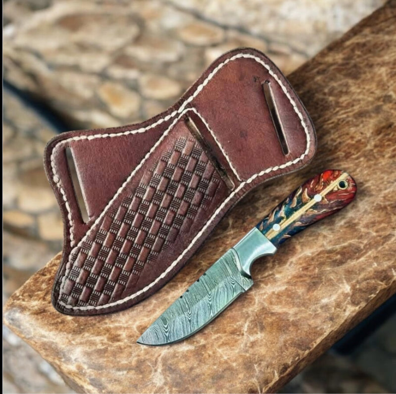 Damascus Fixed Blade Knife, 9