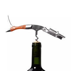 Wood Handle Wine Opener - Professional Wine Opener Portable Waiters  Corkscrew Beer Bottle Cap Opener With PU Bag & Wine Stopper
