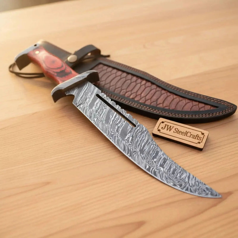 Frontier Fuller Bowie Messer 12 Feuermuster Handgemachter Damaststahl