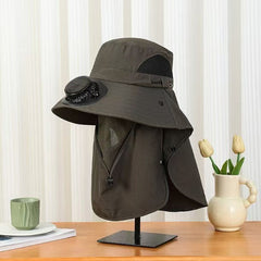 Solar Cooling Fan Sun Hat – UPF50+ Wide Brim with Neck Flap, USB & Solar Rechargeable