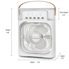 3-in-1 Portable Desktop Air Cooler - Fan, Humidifier & Purifier with LED Mood Light