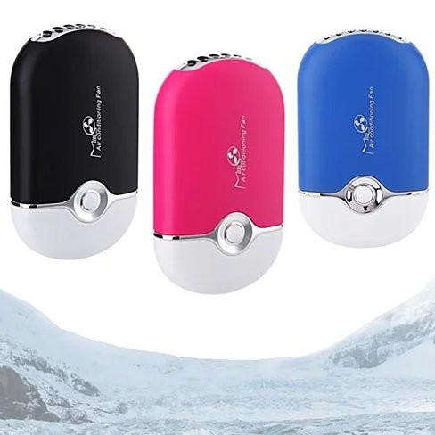 Portable Personal Mini Fan - USB Rechargeable with Lanyard & Desk Stand