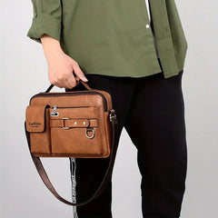 Men's business single-shoulder bag, suitable for business trips. Multiple pockets and a crossbody stra