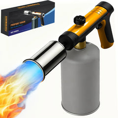 A powerful propane torch with a one-maximum flame function, a safety lock