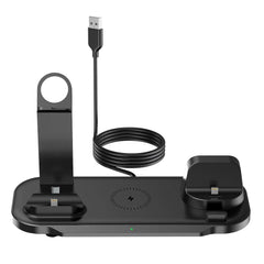 Black charging station with USB cable on a white background