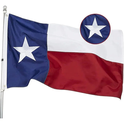 5x8 ft Heavy Duty 210D Nylon Outdoor Flag with Embroidered Star, Sewn Stripes, Canvas Color, Brass Grommets, 4-Stitch Hem