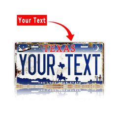 Custom Texas License Plate Aluminum Sign 6x12 Inch Personalized Garage