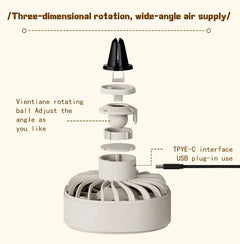 USB Car Vent Clip Fan with 3 Speeds and Color-Changing Lights