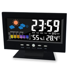 Voice Control Backlight Digital Weather Clock Date Week Temperature Humidity Weather Forecast 12/24H Electronic Clock