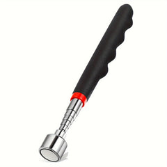 Metal tool with black handle and red accent on a white background