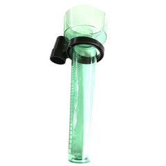 Green plastic water bottle with black cap on a white background
