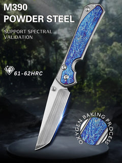 High Quality M390 Steel Folding Pocket Knife, Men's EDC Pocket Knife, Titanium, Outdoor Hiking Hunting, Camping Knife