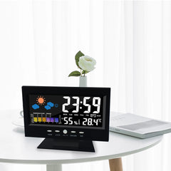 Voice Control Backlight Digital Weather Clock Date Week Temperature Humidity Weather Forecast 12/24H Electronic Clock
