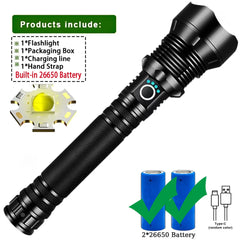 High Power LED Flashlight Super Bright Lantern Zoom Tactical Torch USB Rechargeable Powerful Hand Lamp Perfect for  Home Inspections