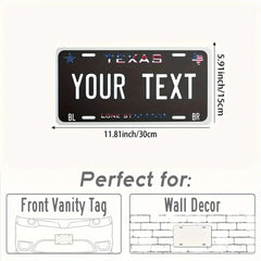 Custom Texas License Plate Aluminum Sign 6x12 Inch Personalized Garage