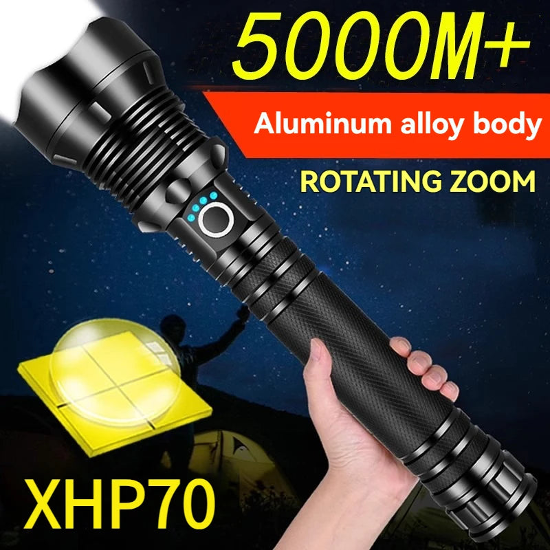 High Power LED Flashlight Super Bright Lantern Zoom Tactical Torch USB Rechargeable Powerful Hand Lamp Perfect for  Home Inspections