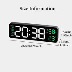 Digital clock with size information on a white background