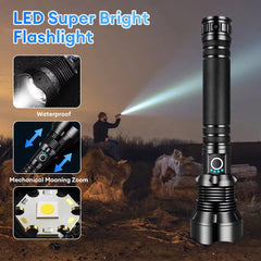 High Power LED Flashlight Super Bright Lantern Zoom Tactical Torch USB Rechargeable Powerful Hand Lamp Perfect for  Home Inspections