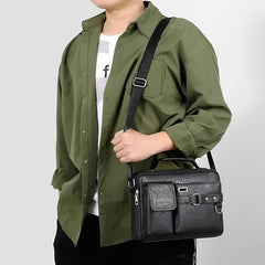 Men's business single-shoulder bag, suitable for business trips. Multiple pockets and a crossbody stra