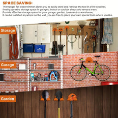 Heavy Duty Wall-Mounted Metal Tool Rack – Garage Organizer for Lawn Mowers, Trimmers & Power Tools